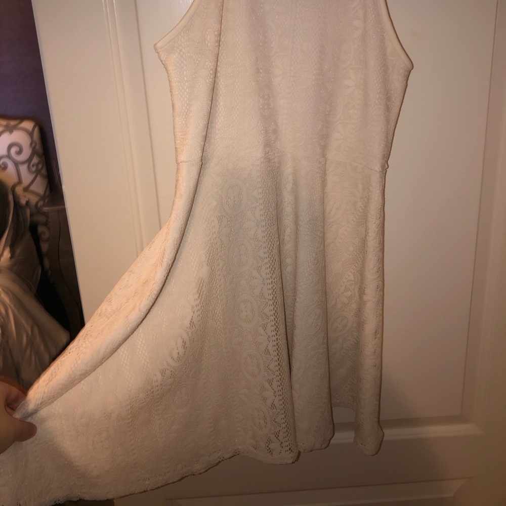 Cream lace fit and flare dress